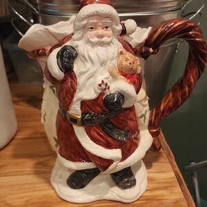 Fitz and Floyd 1987 Santa Pitcher with Sack Rope Handle